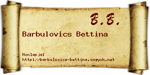 Barbulovics Bettina névjegykártya